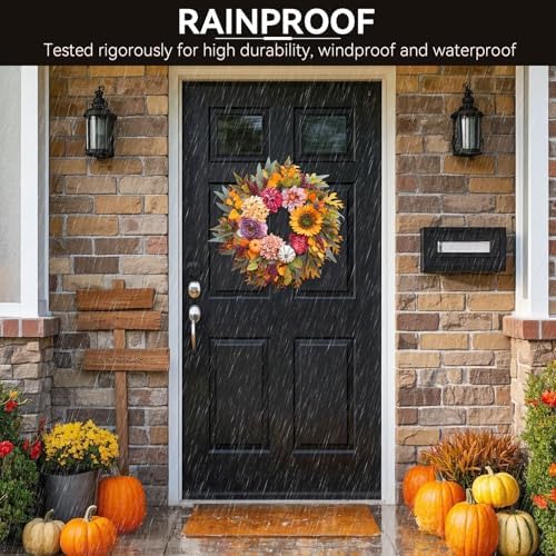24 inch artificial fall wreaths for front door showing dimensions