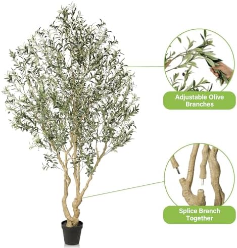 realead large artificial olive tree 8ft with thick on a desk or shelf