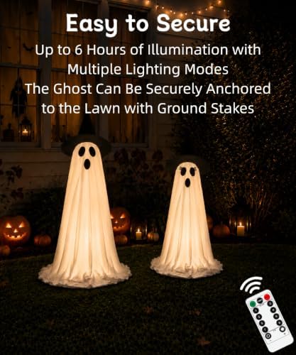 lighted halloween ghost decorations with remote & timer, package contents