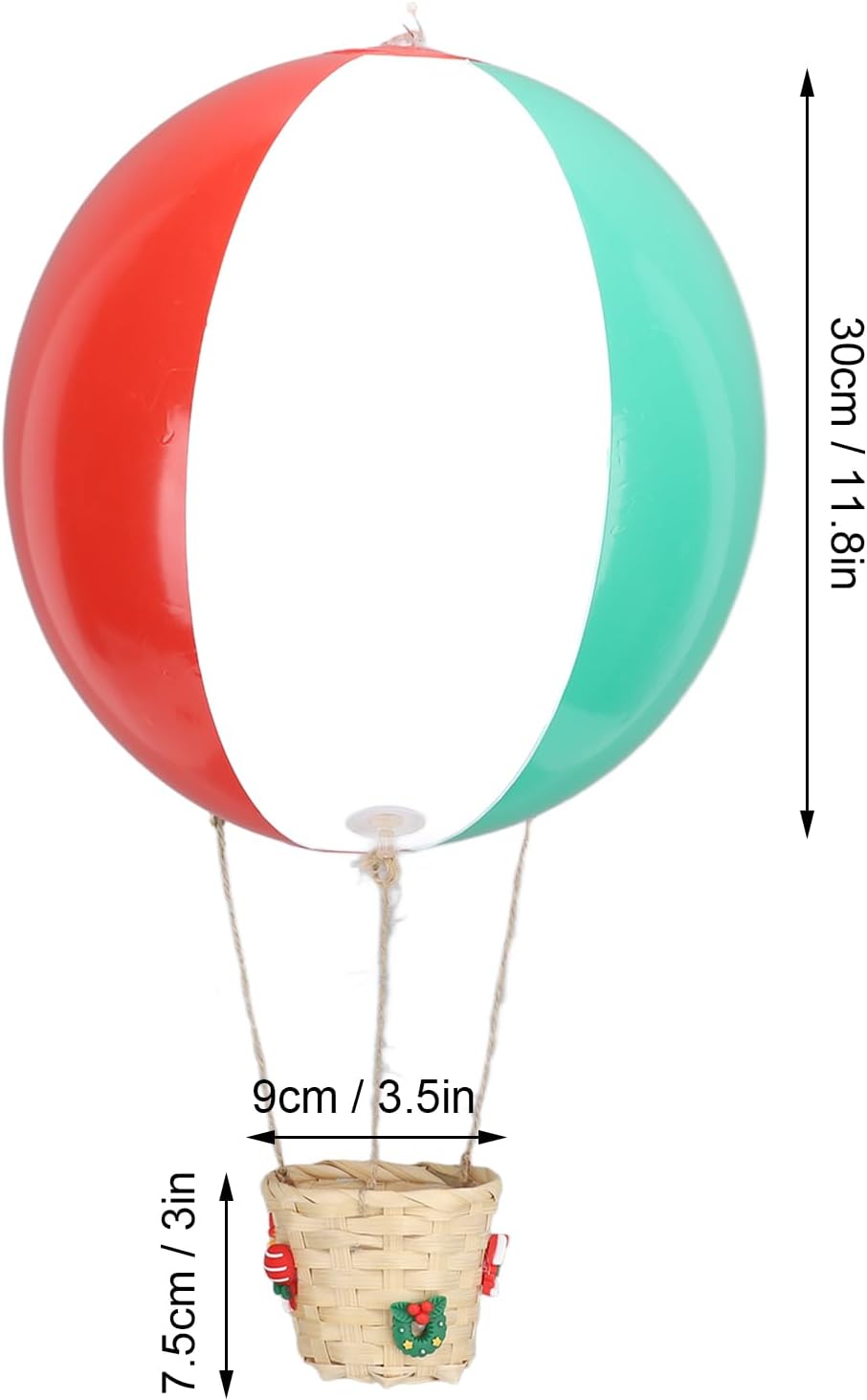 Christmas Hot Air Balloon Basket | PVC Storage Bin, For Dolls Candies, Lightweight, With Hemp Rope