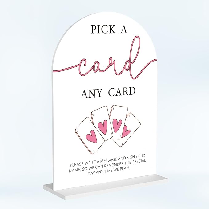 Wedding Playing Cards Guest Book Sign Acrylic Arch Wedding Bridal Shower Baby Shower Welcome Table Signs for Ceremony and Reception Decor 7 x 5 Inches