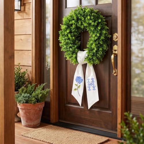 boxwood wreath for front door spring summer wreaths, side view