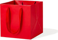 Red Paper Gift Bag 4 in Paper Box Small Square Bottom Kraft Paper Bags with Handles for Wedding Baby Shower Birthday Party (Red, 4 x 4 x 4 in, 10 CT)
