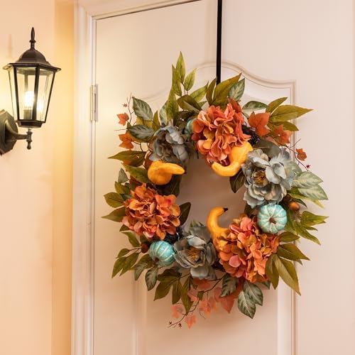 decorbyhannah 24'' fall wreath for front door with on a desk or shelf
