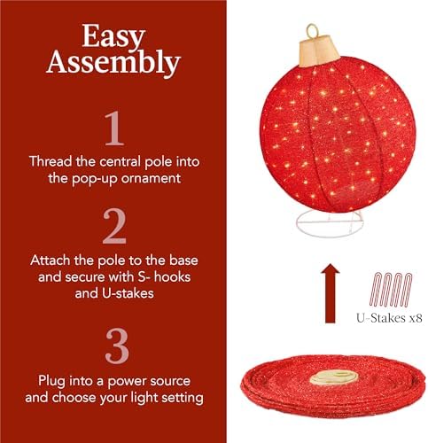 best choice products 2pc lighted pop-up outdoor christmas showing dimensions