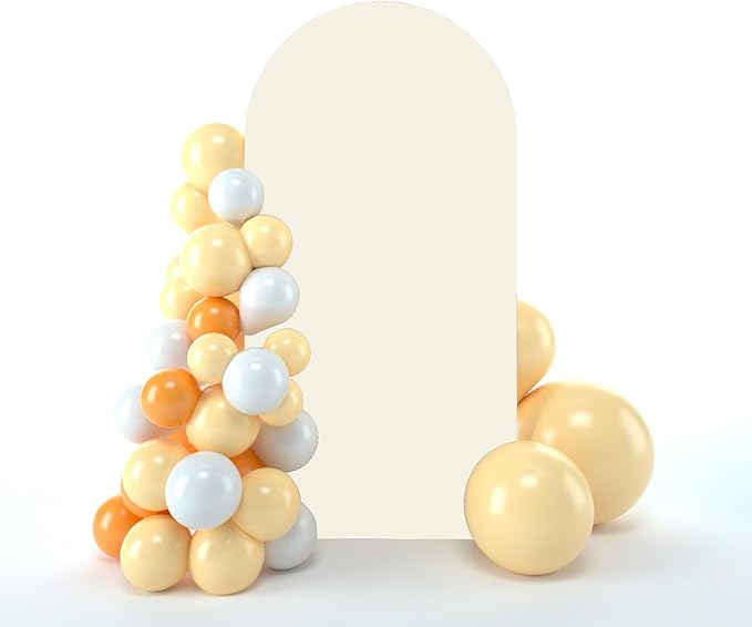 bricia Wedding Arch Backdrop Stand Cover, 6.6FT Double Sided Stretchy Arch Cover Fitted Wedding Birthday Party Banquet Decoration (Beige 79.2''Lx39.6''W)