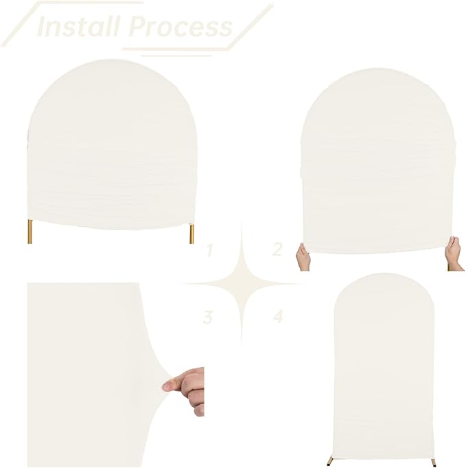 bricia Wedding Arch Backdrop Stand Cover, 6.6FT Double Sided Stretchy Arch Cover Fitted Wedding Birthday Party Banquet Decoration (Beige 79.2''Lx39.6''W)