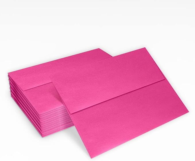 LUXPaper A7 Invitation Envelopes | Peel & Press | 5 1/4" x 7 1/4" | Azalea Metallic | 80lb. Text | 50 Qty