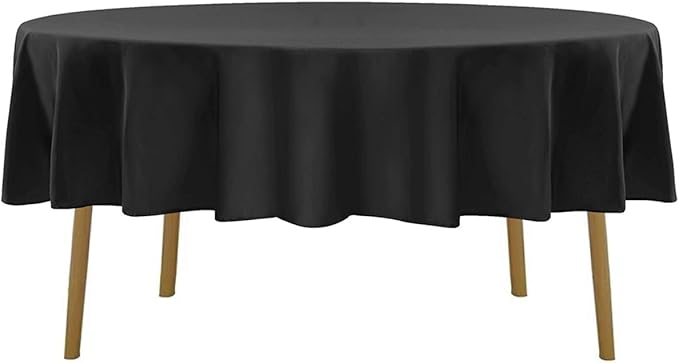 120 inch Round Tablecloth Washable Polyester Table Cloth Decorative Table Cover for Wedding Party Dining Banquet（12 Pack 120 inch,Black
