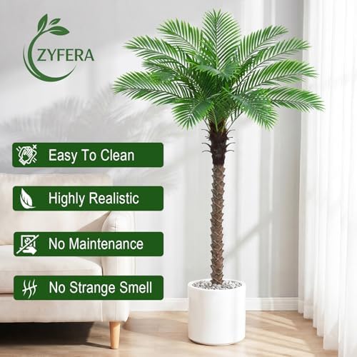 6ft artificial phoenix palm tree for outdoors, tall, side view