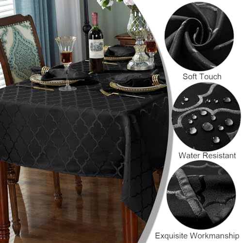 SASTYBALE Jacquard Tablecloth, Rectangle, 60" x 120", Black