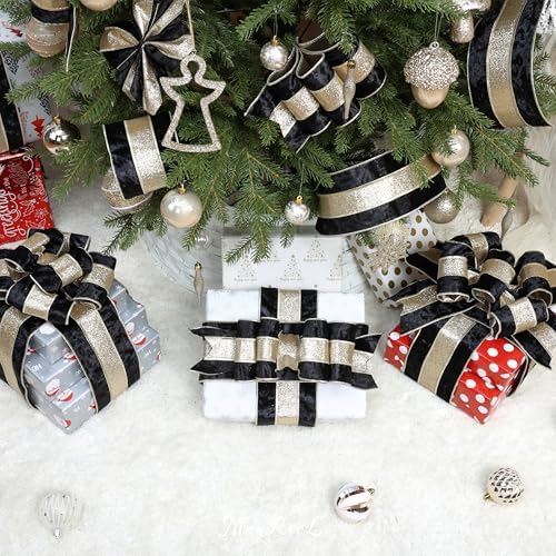 mayreel black crushed velvet ribbon wired 4 inch showing dimensions