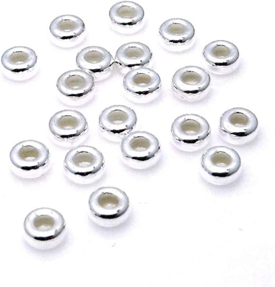 adabele real 925 sterling silver puffy rondelle beads, main product view