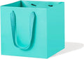 Teal Blue Paper Gift Bag 10 in Large Gift Box Square Bottom Kraft Paper Bags with Handles for Wedding Baby Shower Birthday Party (Teal Blue, 10 x 10 x 10 in, 10 CT)
