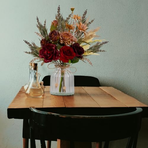 lesing dahlia flower aritificial flower with vase fake, package contents