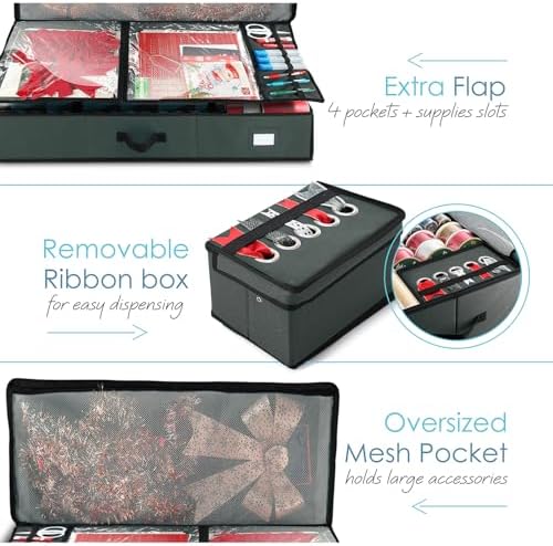 hearth & harbor wrapping paper storage container with, close-up detail
