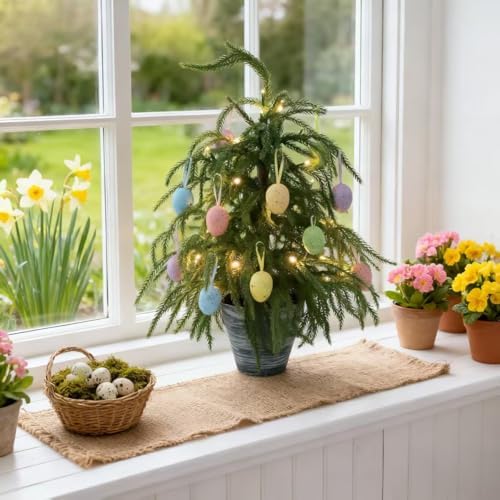 hiptree 2ft pre-lit real touch norfolk mini christmas, view 9