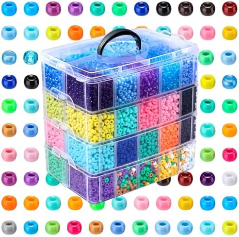 baderke 16000 pcs pony beads bulk with clear shown in use