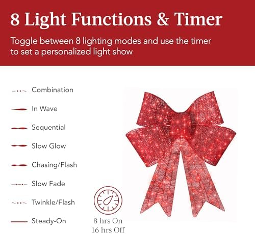 best choice products 36in pre-lit xl christmas bow, side view