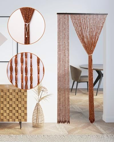 52 strands handmade natural beaded curtain for doorways on a desk or shelf