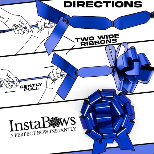 Large Gift Bow 12" Pull String Bow (Blue, 1XBow) | Perfect For Gift Wrapping Big Presents Cars Bikes & More