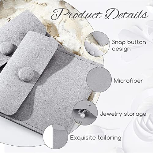 microfiber jewelry pouch with cleaning cloth 3.2"x3.2" jewelry, close-up detail