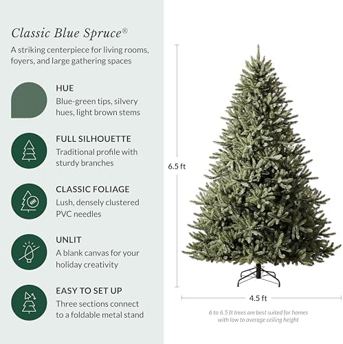 balsam hill 6.5ft unlit classic blue spruce, close-up detail