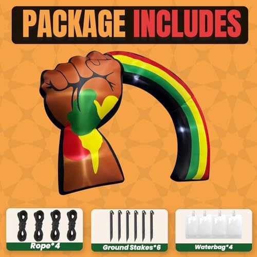 6ft juneteenth inflatable archway outdoor decorations, raised fist on a desk or shelf