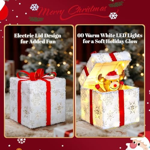 vingli animated christmas lighted gift boxes decoration, pop showing dimensions