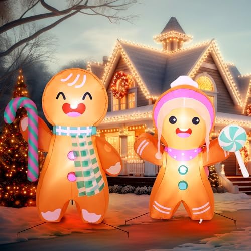 soulchen 2 pcs 5ft christmas gingerbread inflatable decoration, main product view