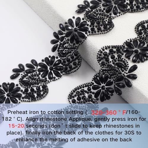 pearly jun 2.5 yards black rhinestone ribbon rhinestone showing dimensions