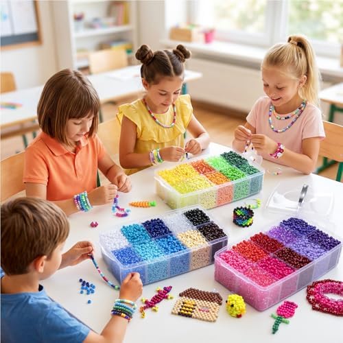 simetufy 14000pcs pony beads bulk, 30 colors 6x9 on a desk or shelf