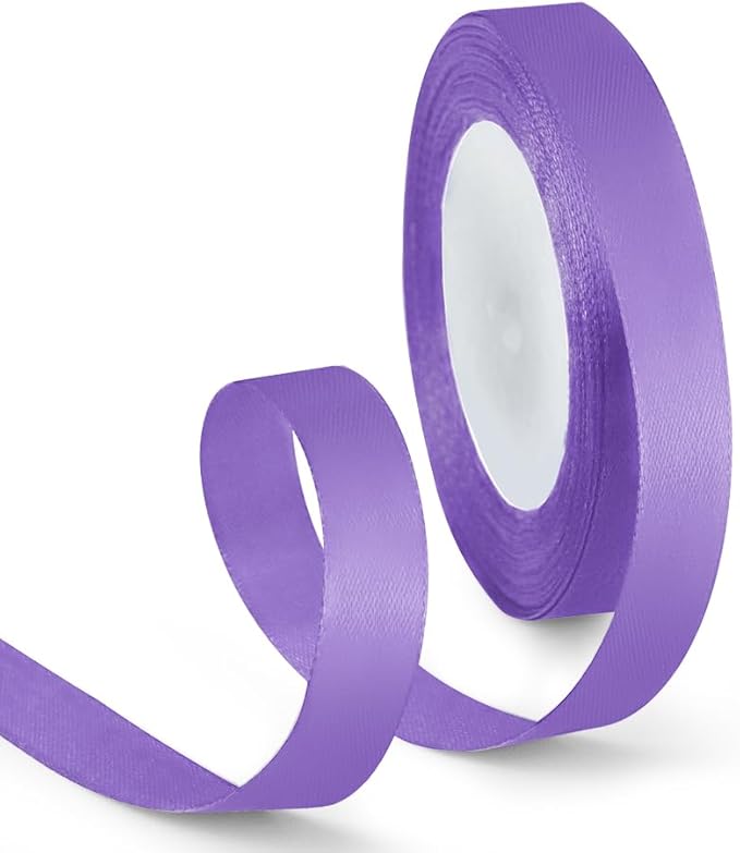 5/8 Inch 25 Yards Satin Ribbon Light Purple, Solid Color Fabric Ribbon for Gift Wrapping, Wedding, Polyester Gift Ribbon for Birthday Party Decoration, Craft, Hair, Floral, Sewing