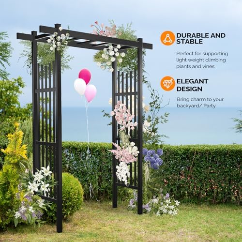vingli garden arbor, pvc wedding arch for ceremony showing dimensions