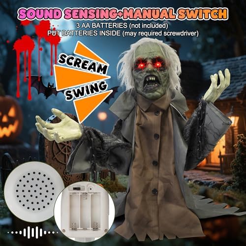 kemooie halloween animatronics groundbreaker zombie decorations, close-up detail
