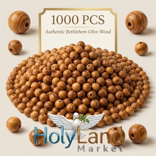 holy land market olive wood beads 10mm, 1000, close-up detail