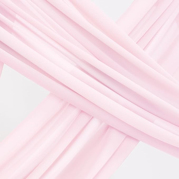 Socomi Wedding Arch Draping Fabric 3 Panels 29" x 19Ft Blush Pink Sheer Chiffon Curtain Drapes 6 Yards for Wedding Ceremony Birthday Party Decoration