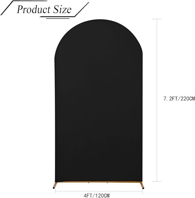 bricia Wedding Arch Backdrop Stand Cover, 7.2FT Double Sided Stretchy Arch Cover Fitted Wedding Birthday Party Banquet Decoration (Black 86.4''Lx48''W)