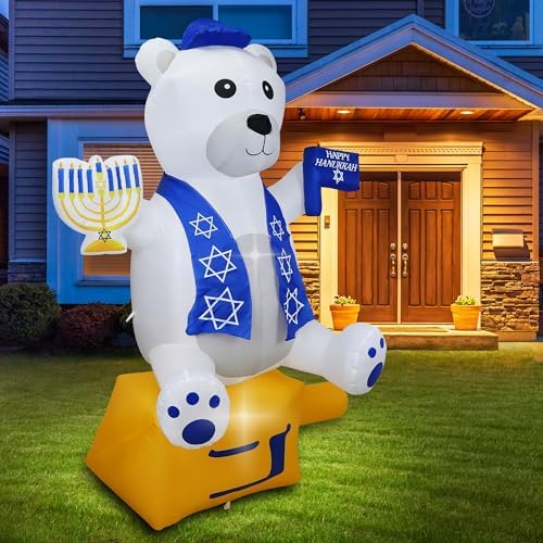 6 foot hanukkah inflatables outdoor decorations bear holding on a desk or shelf