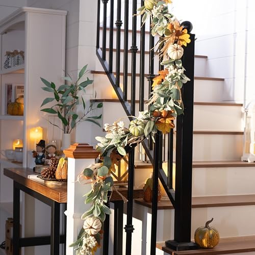 valery madelyn 6ft fall garland for mantle with on a desk or shelf