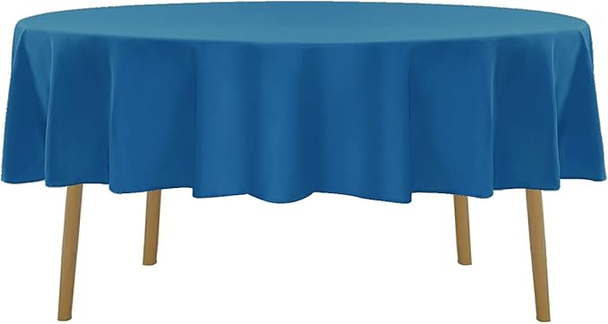 70 inch Round Tablecloth Washable Polyester Table Cloth Decorative Table Cover for Wedding Party Dining Banquet（70 inch, Mediterranean Blue）