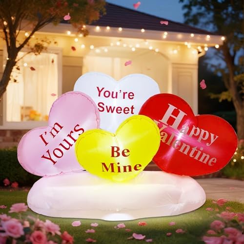 yofit 6 ft long valentine's day inflatable hearts, side view
