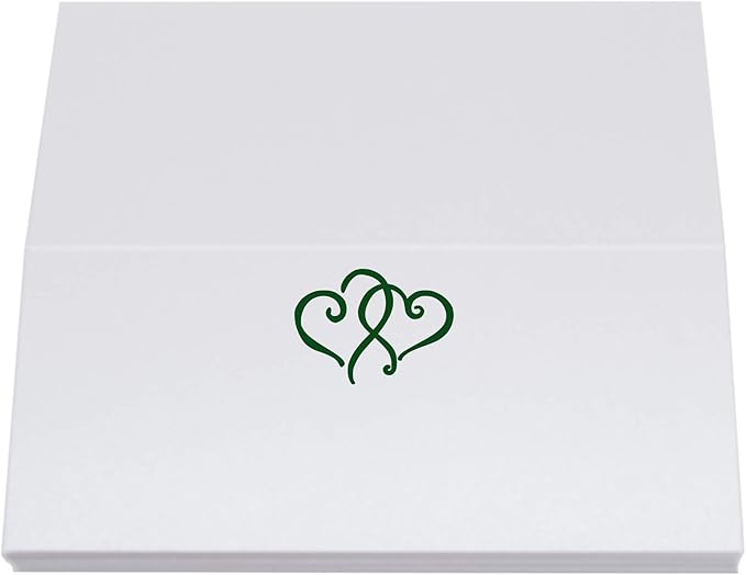 Linked Hearts Place Cards, Hunter Green (Choose Color), Set of 150, Pre-cut and Scored - Wedding, Party, Dinner, and Special Events - Made in the USA