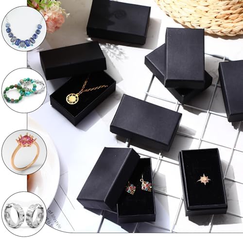 batiyeer 72 pcs black cardboard jewelry boxes with, close-up detail