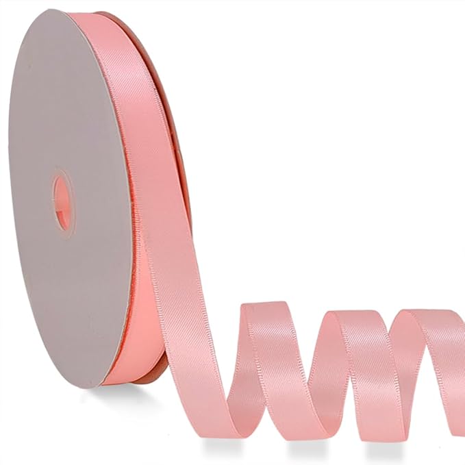 Light Pink Satin Ribbon Double Faced Satin 1/2 inch x 55 Yards Polyester Ribbon for Gift Wrapping Crafts Wedding Decoration Bows Ornaments Party Bouquet Floral Arrangement