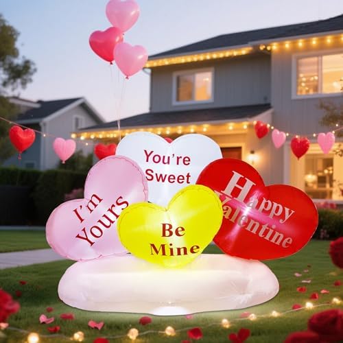 yofit 6 ft long valentine's day inflatable hearts shown in use