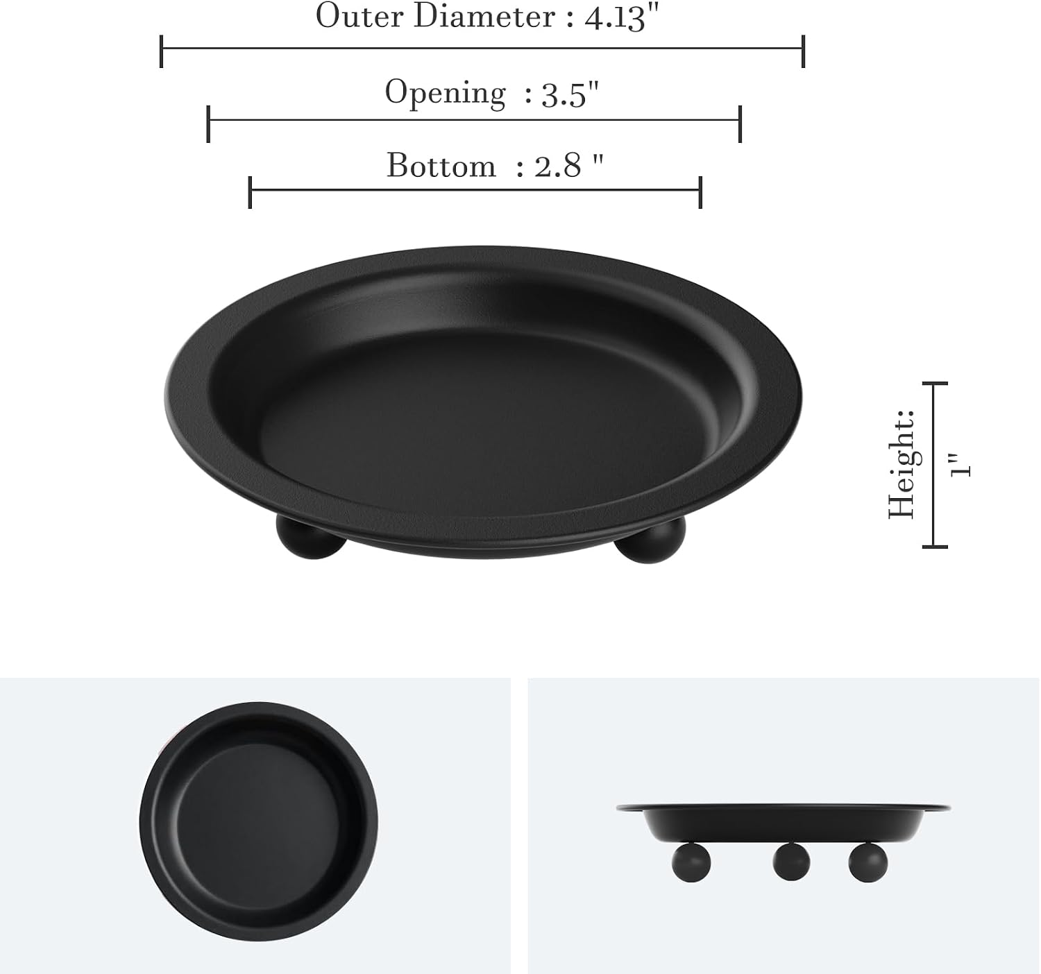 Black Candle Candlestick Holder Decor, 4.13 Inch Round Candles Tray Holders Set of 2, Iron Plate Candle Stand for Pillar Ball Candles, Metal Porta Velas for Home Decor Table Centerpiece