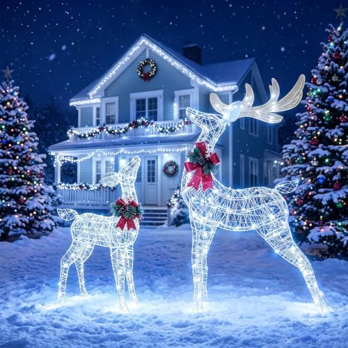 tangkula 4.4 ft christmas lighted reindeer, outdoor christmas, close-up detail