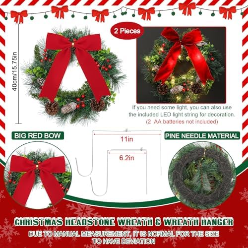yuntau 2 sets christmas memorial cemetery wreath for shown in use