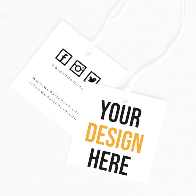 200 Pcs Custom Hang Tags,Personalized Your Logo Photo and Text Design Price Tags Jewelry Labels (Gift Tag Rope)